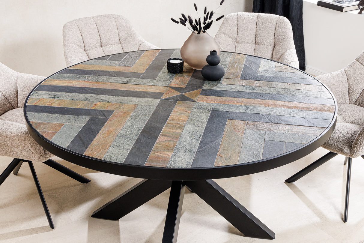 Esstisch MOUNTAIN SOUL Ø 140cm rund natur mehrfarbig Steinoptik