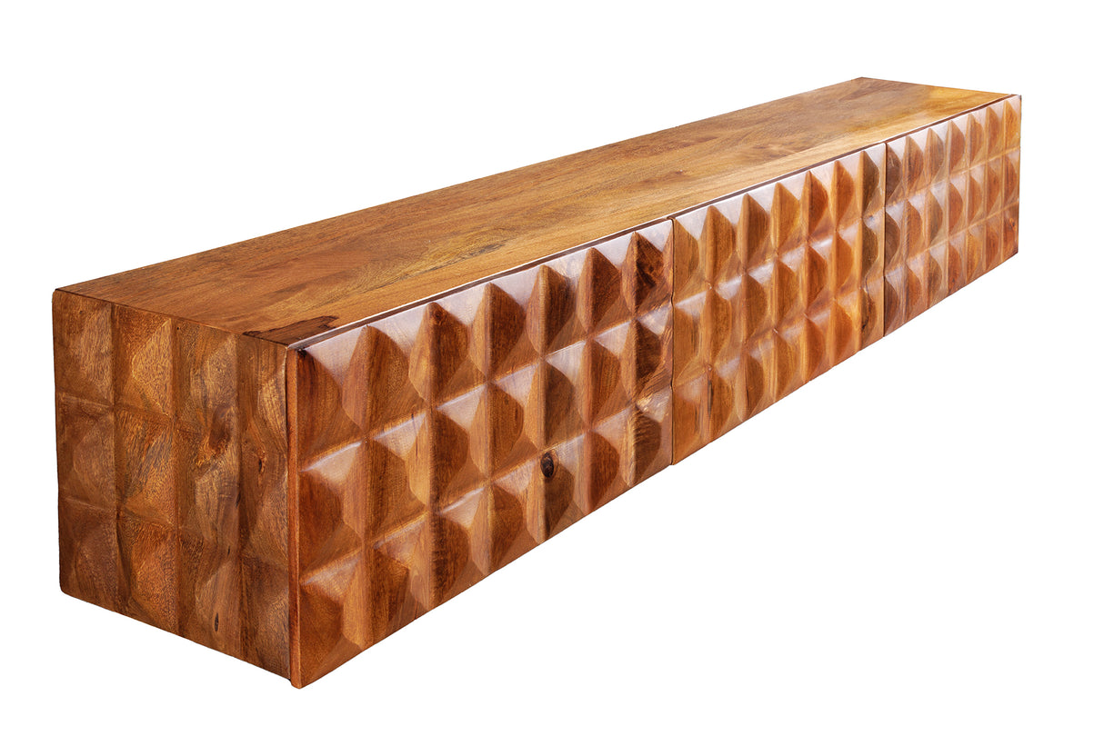 TV-Board VULCANO 160cm 3D hängend Mangoholz