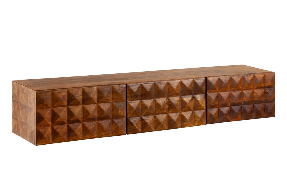TV-Board VULCANO 160cm 3D hängend m. Kabeldurchlass Mangoholz natur
