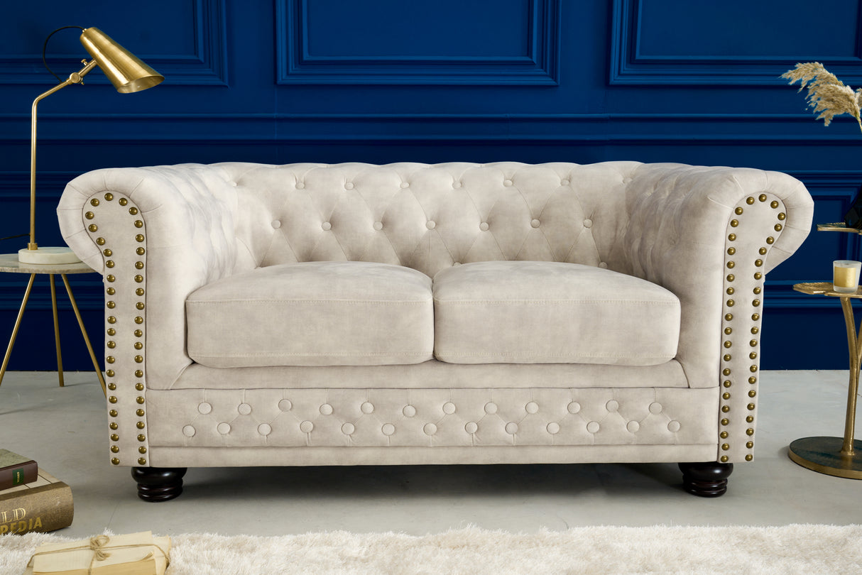 Sofa CHESTERFIELD 150cm 2-Sitzer Samt champagner