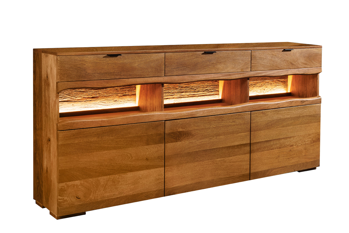 Sideboard GRAND MANGO 180cm mango wood brown w/ remote-controlled LED light