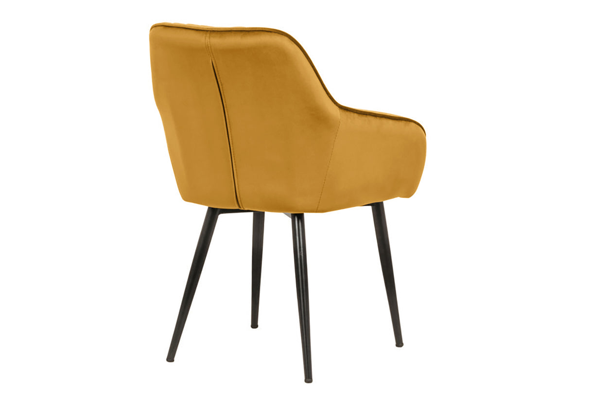 Chair TURIN with armrests velvet mustard yellow