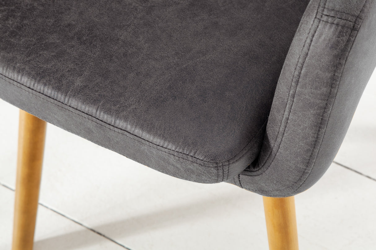 Chair SUPREME with armrests microfibre vintage grey
