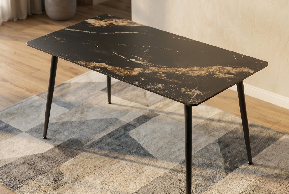 Dining table MILANO 120cm aurora oro ceramic black gold sand