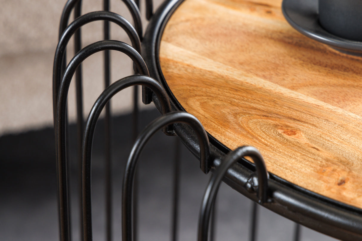 Beistelltisch TRUE ELEMENTS 50cm Gestell schwarz Akazienholz natur