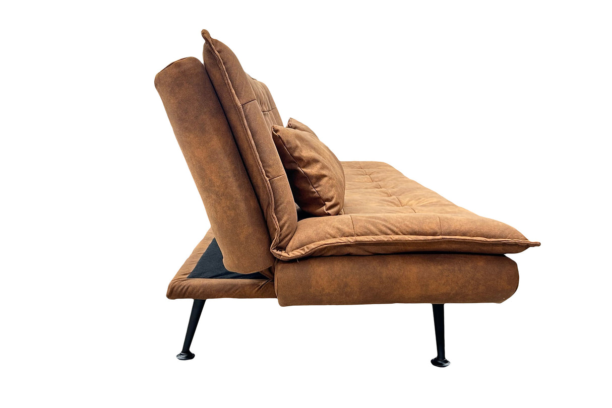 Sofa bed JAZZ 195cm 3-seater microfibre brown