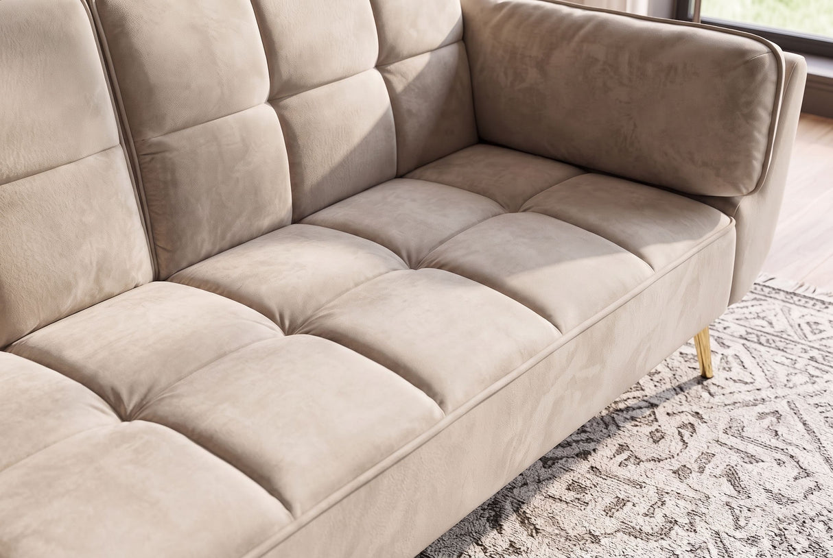 Schlafsofa BOUTIQUE 215cm 3-Sitzer Samt Champagner Beige