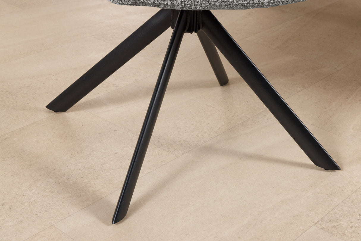 Drehstuhl PAPILLON um 180° drehbar mit Armlehnen Bouclé grau