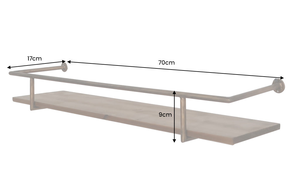Wall shelf HERITAGE 75cm iron nature pinewood