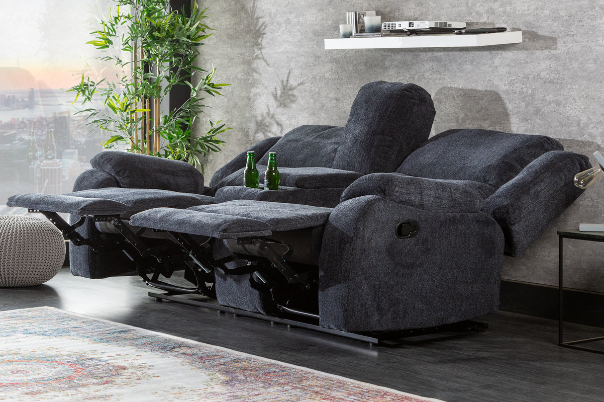 Cinema armchair HOLLYWOOD 2-seater textured fabric dark grey