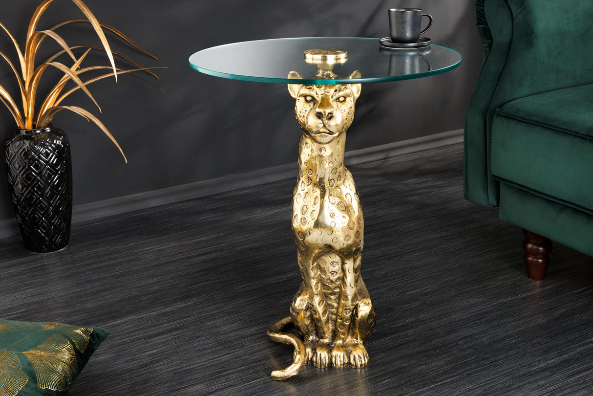 Beistelltisch WILDLIFE PANTHER 60cm Antik Gold