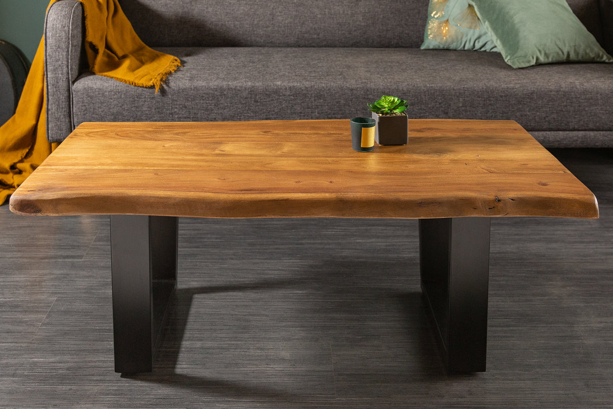 Couchtisch MAMMUT 110cm Trapezbeine 35mm Akazienholz Honig Finish