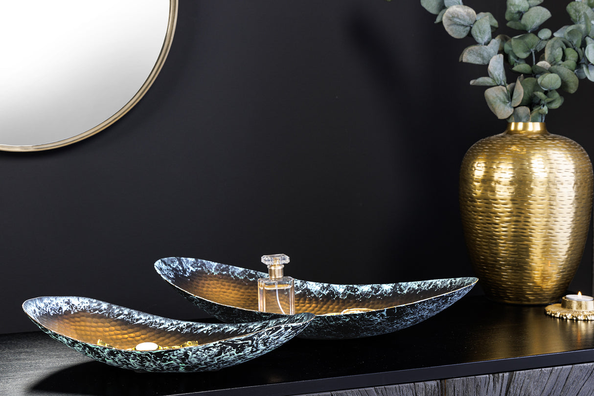 Schale ORIENT 35-45cm 2er Set Hammerschlageffekt gold mit Patina