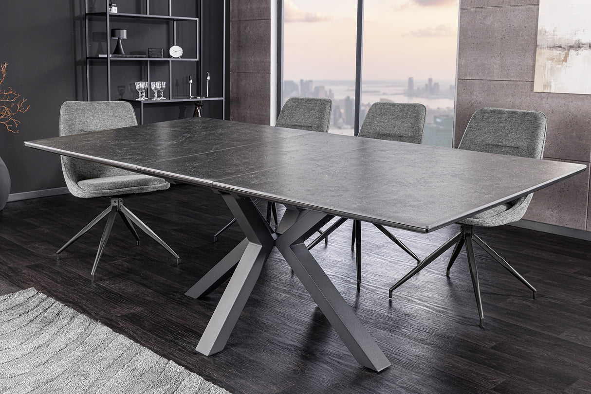 Dining table ETERNITY 160-200cm graphite grey ceramic with tempered glass