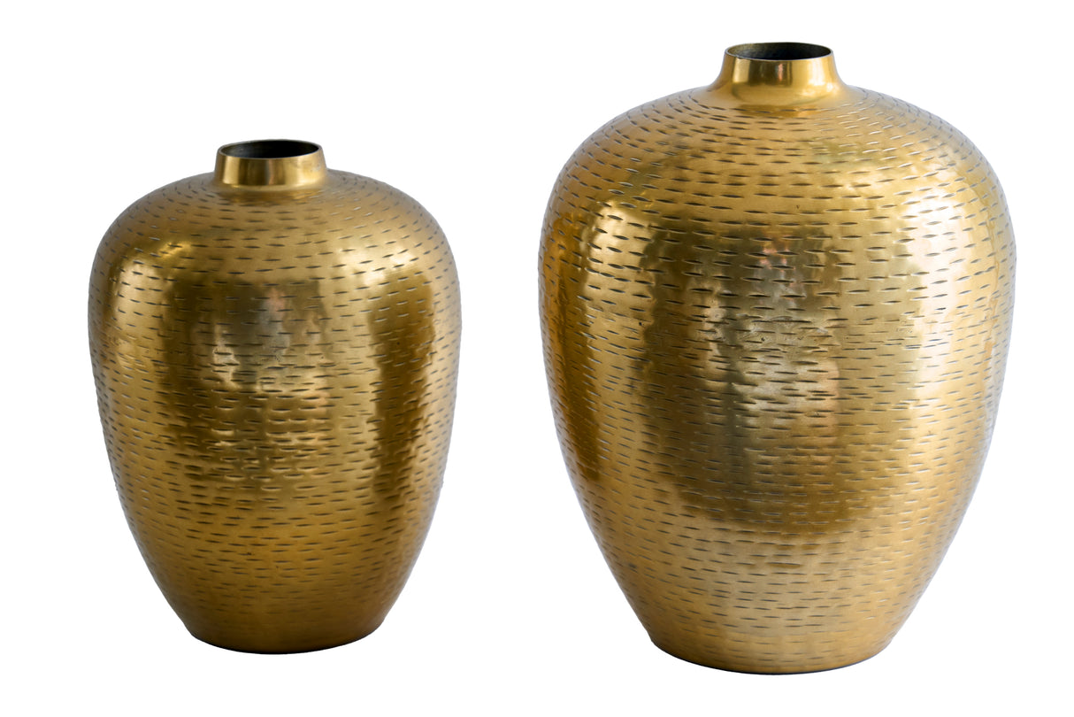 Vase ORIENTAL set of 2 with hammer stroke effect gold