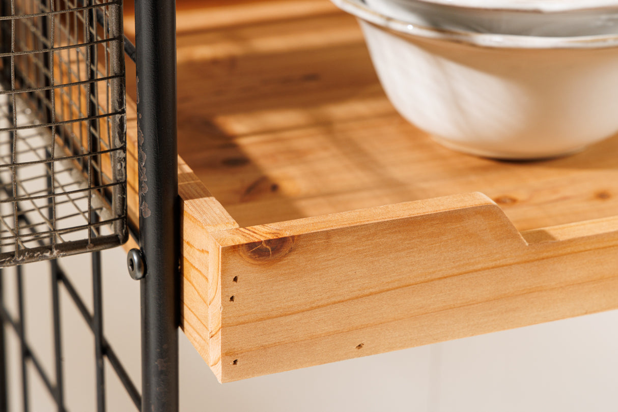 Trolley SEVEN SEAS 80cm w/ removable trays pine wood and painted iron