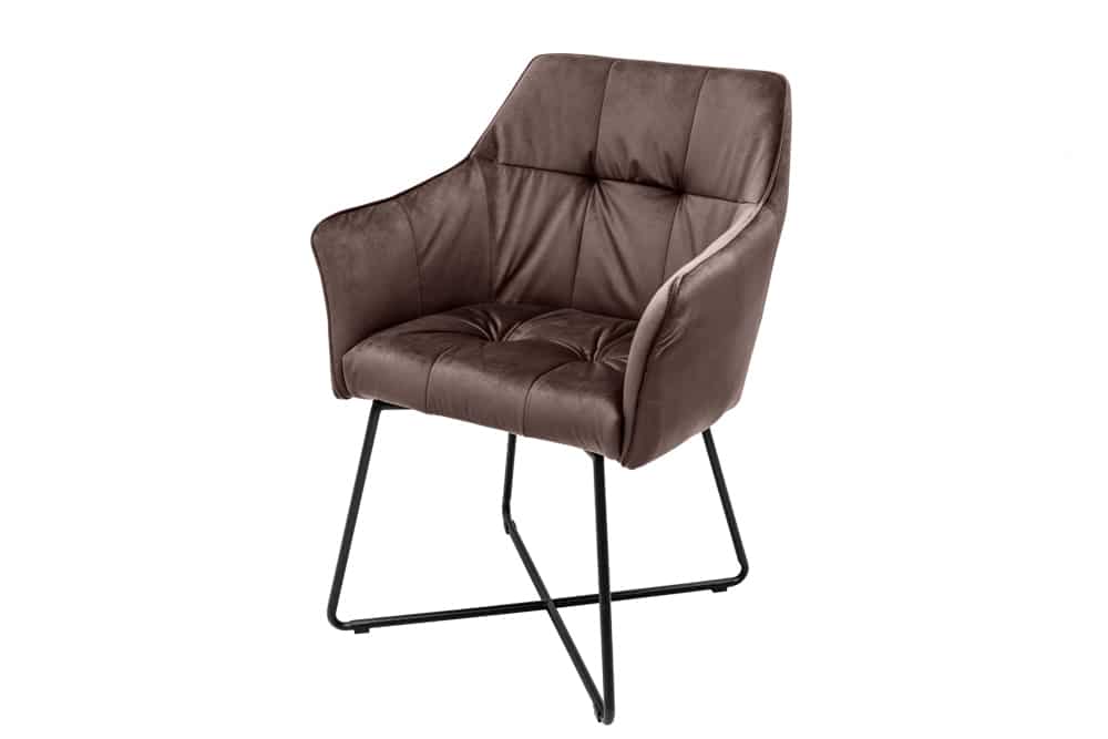 Chair LOFT with armrests velvet taupe brown
