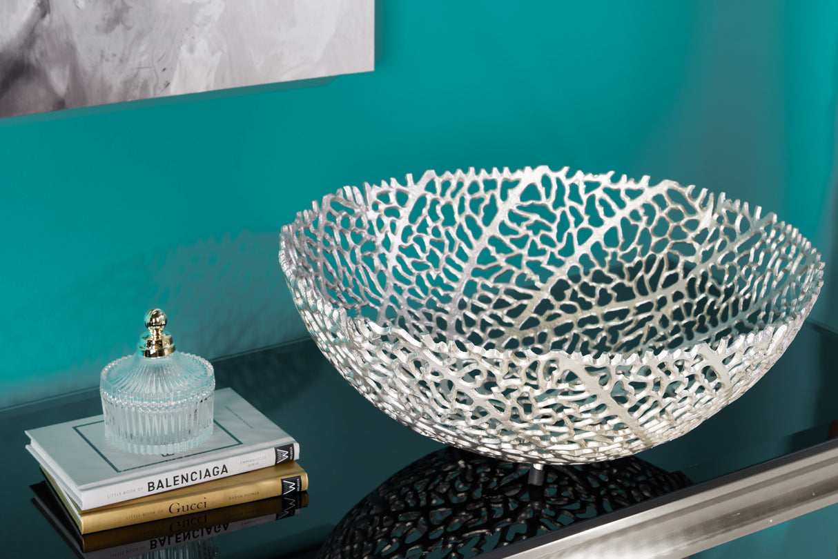 Bowl ABSTRACT LEAF 45cm silver