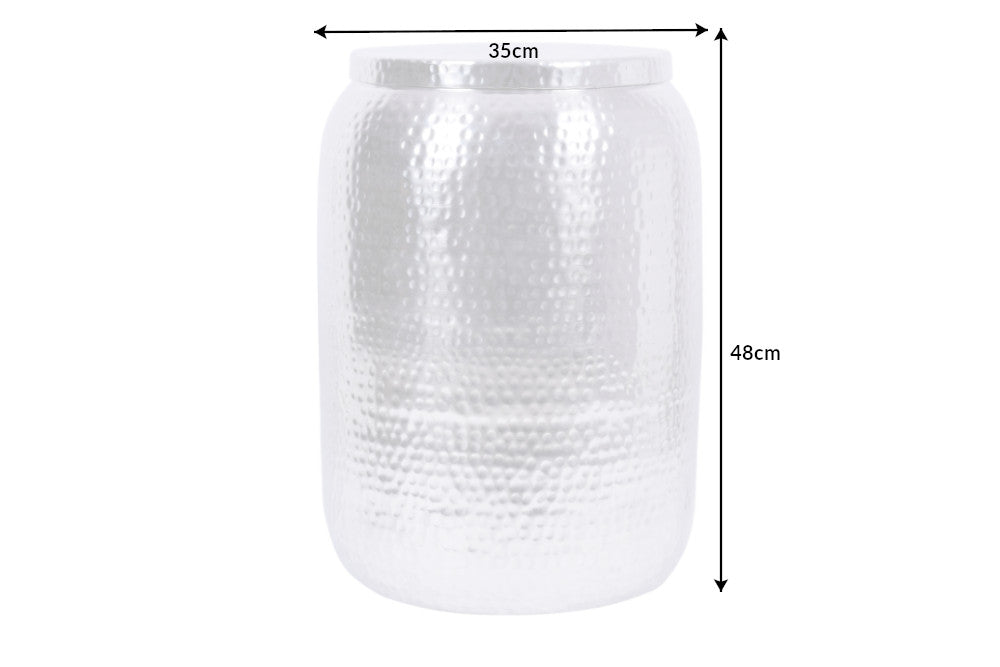 Beistelltisch ORGANIC ORIENT 50cm mit Hammerschlageffekt silber