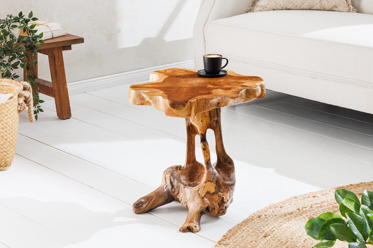 Side table ROOT 40cm teak wood natural