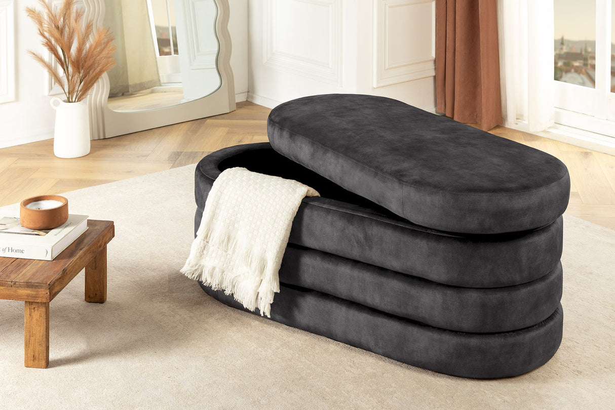 Bench chest VOQUE 115cm velvet grey w/ storage space bench seat