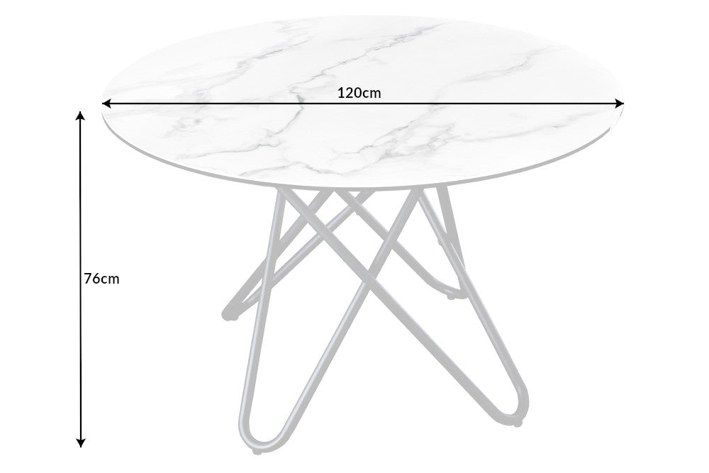 Esstisch CIRCULAR Ø 120cm Marmoroptik weiß