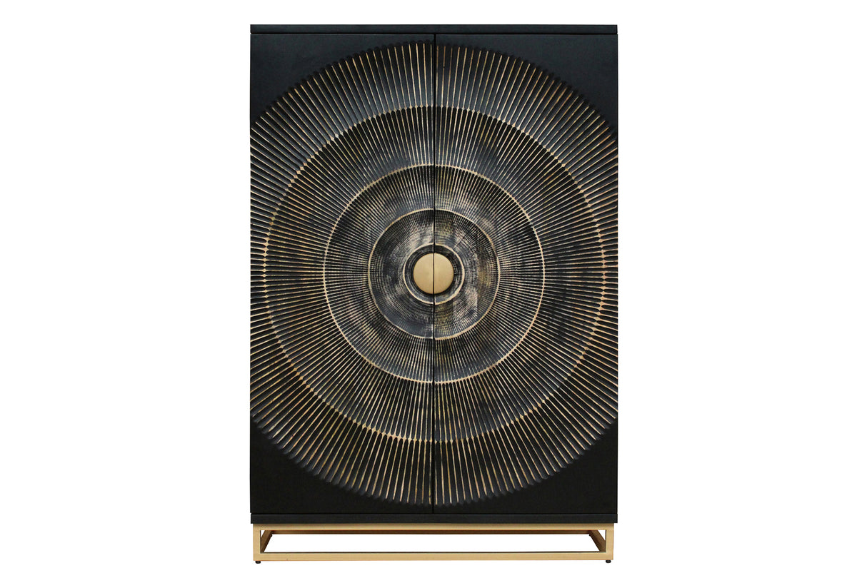 Bar cabinet GOLDEN SUNSET 140cm 3D mango wood black