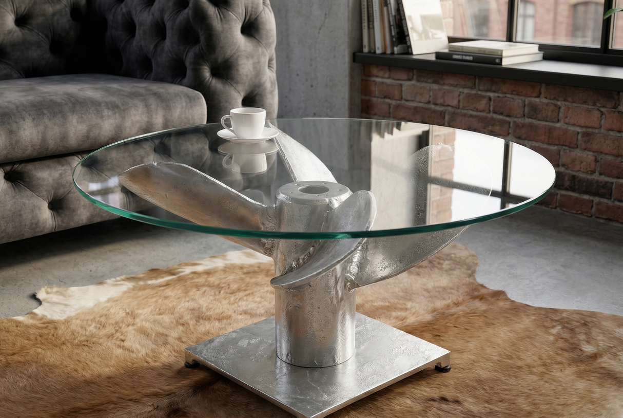 Couchtisch OCEAN 60cm Unterteil silber ohne Glasplatte
