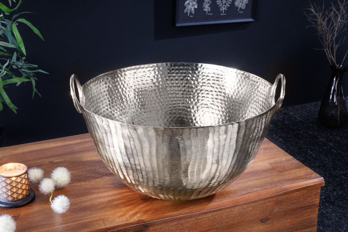 Dekoschale ORIENT 40cm mit Hammerschlageffekt silber