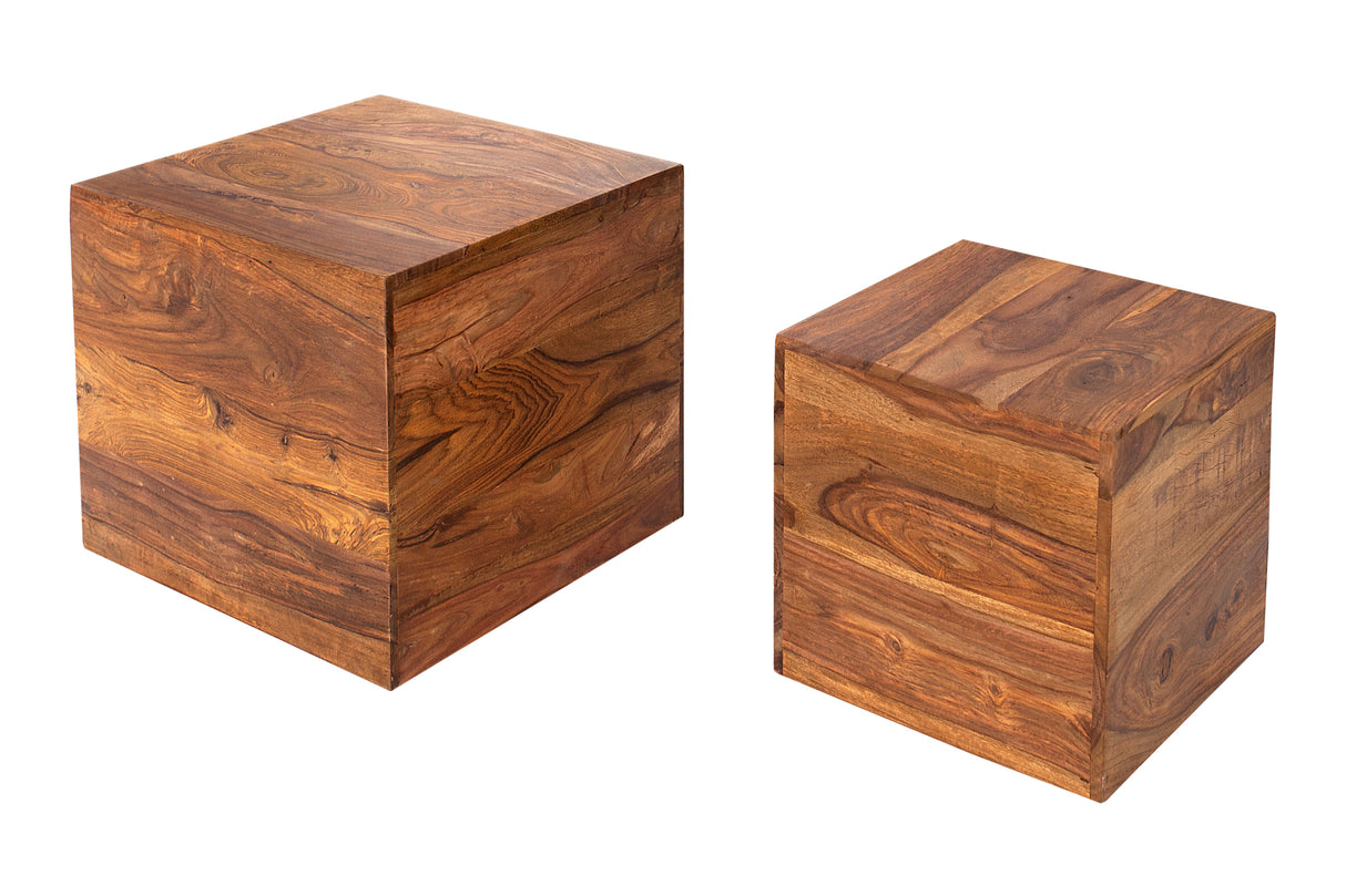 Beistelltisch Hocker MAKASSAR 30/40cm 2er Set Sheesham