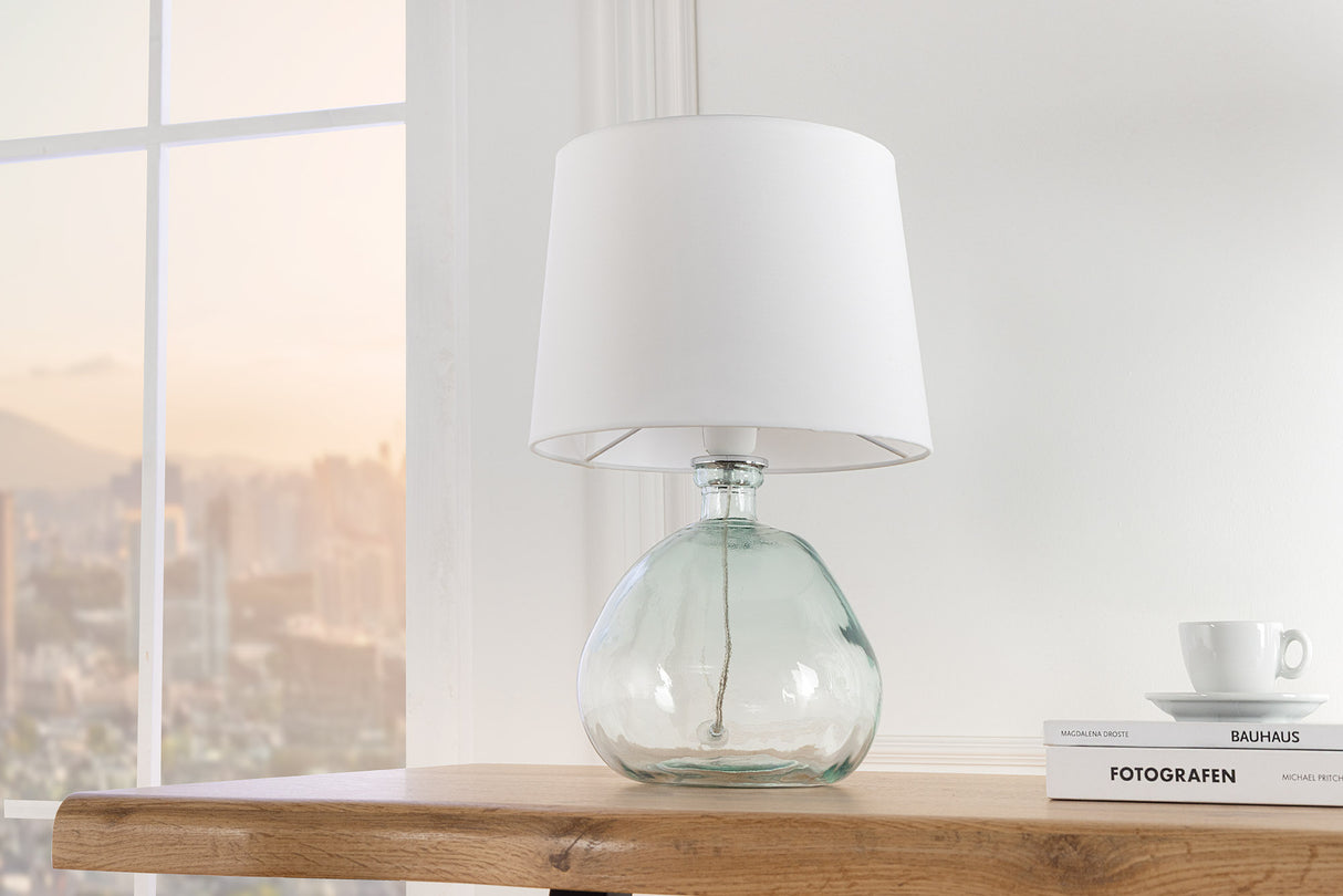 Tischleuchte CLASSIC 40cm weißer Lampenschirm Recyclingglas