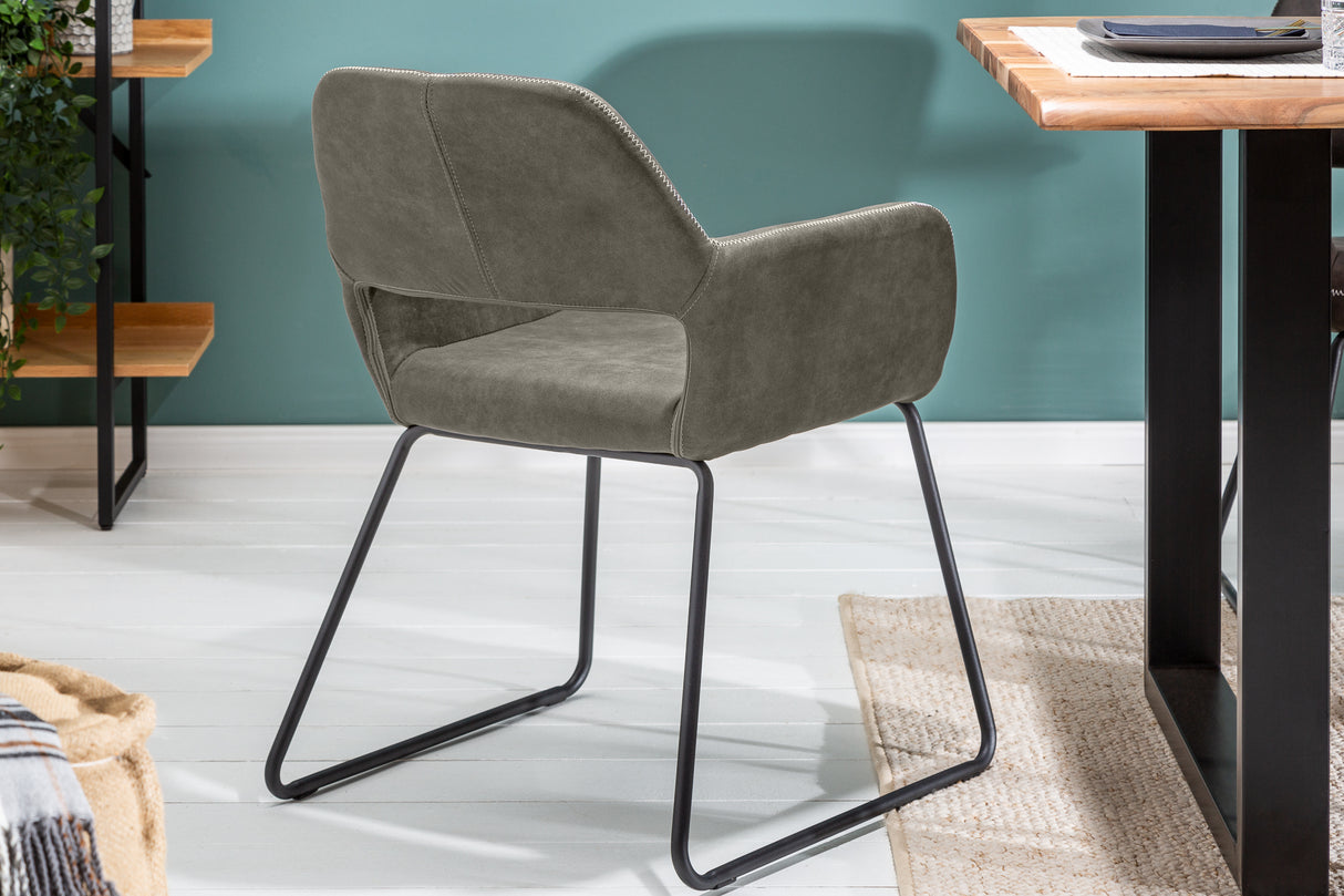 Chair MUSTANG with armrests microfibre antique taupe