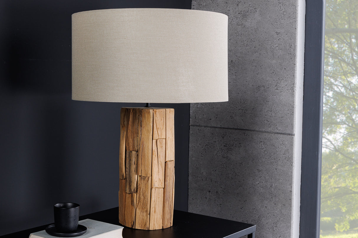 Lampenschirm 40x22x40cm rund Leinen beige für Tischlampe