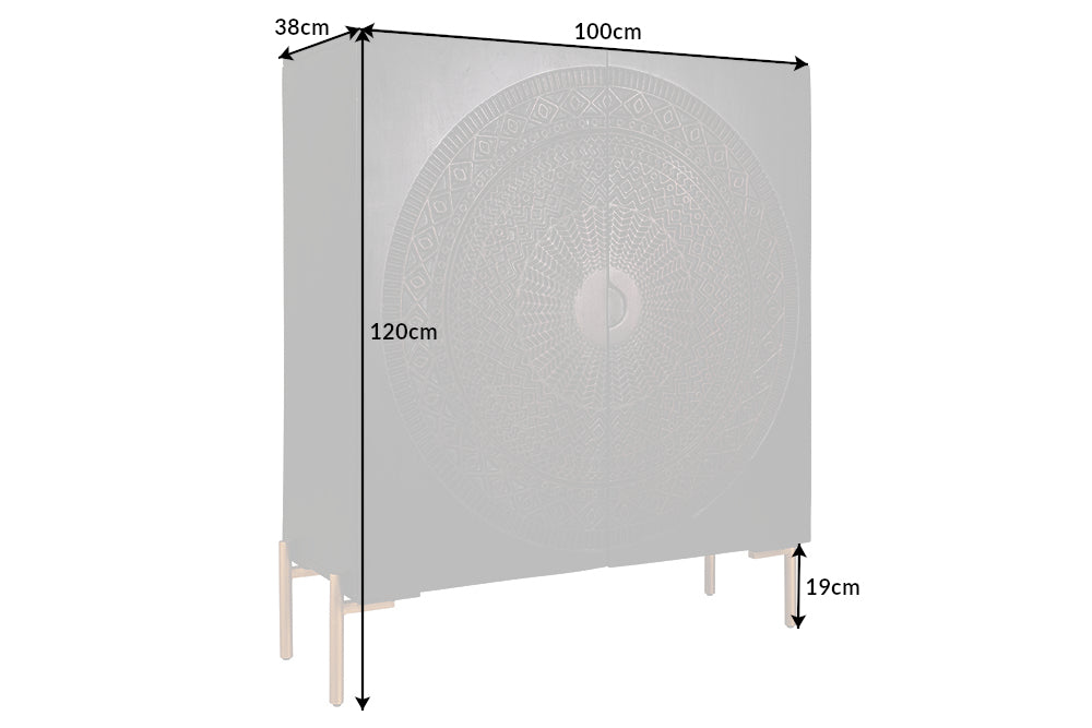 Highboard MANDALA 120cm mango brown black