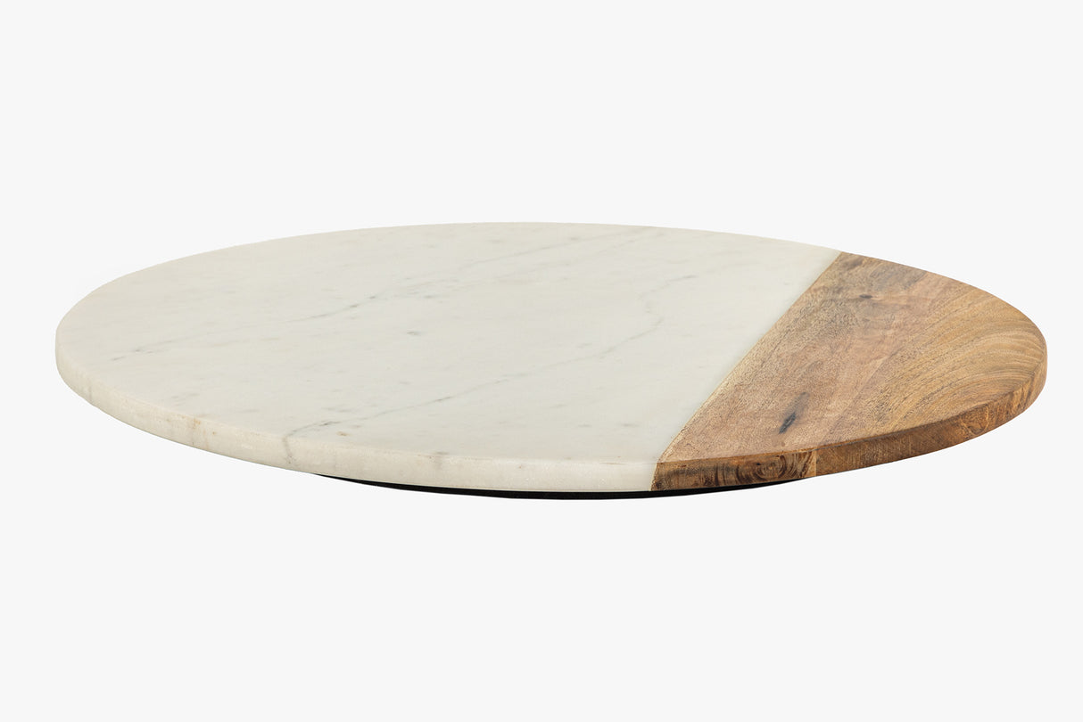 Drehteller SERVANT 50cm weißer Marmor Mangoholz