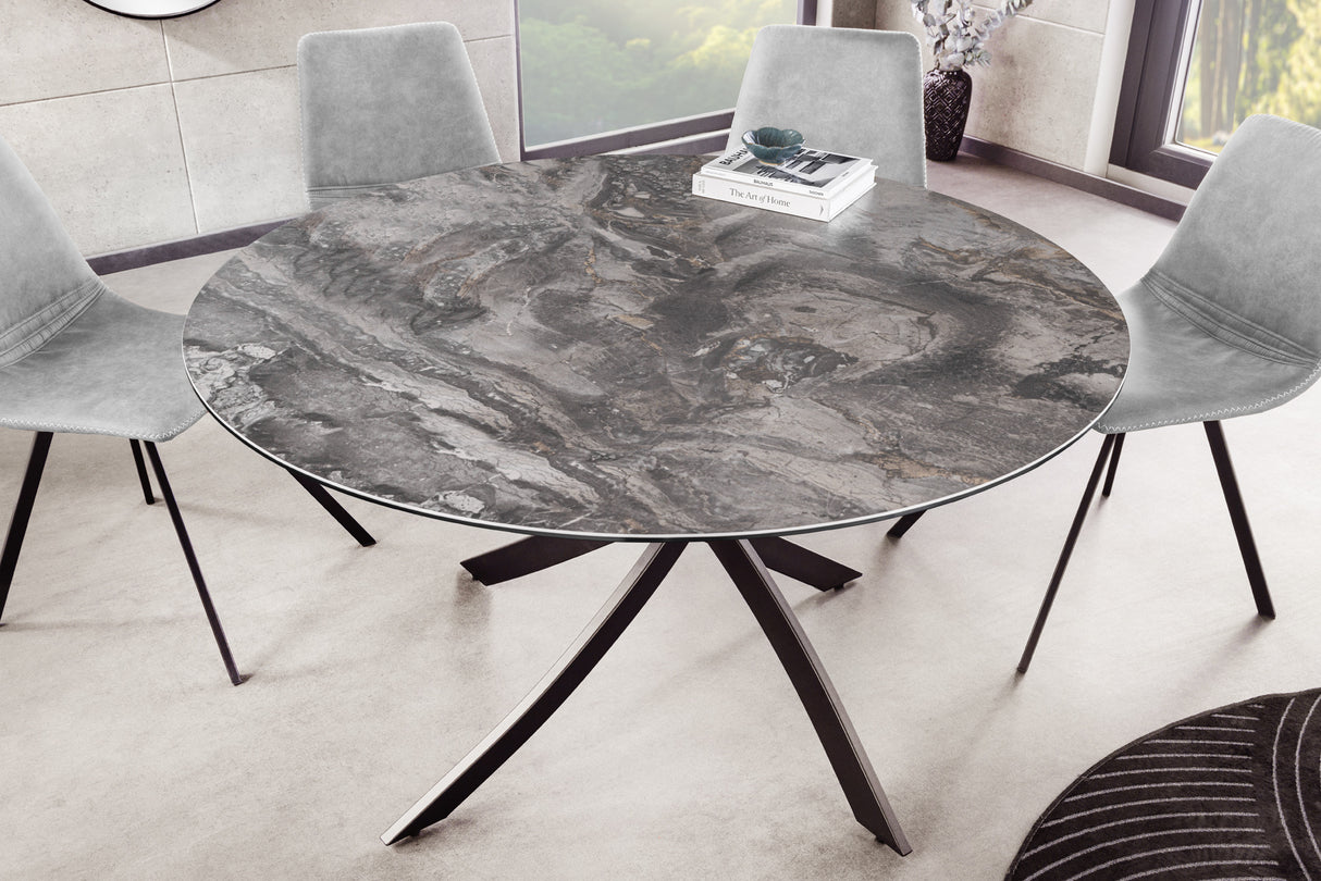 Esstisch ALPINE Ø 120cm rund Keramik Marmoroptik taupe