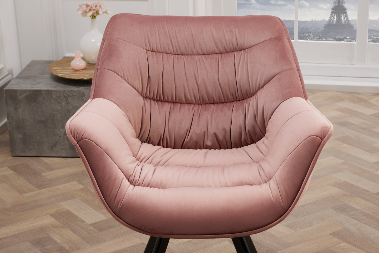 Chair THE DUTCH COMFORT w/ armrests velvet dusky pink
