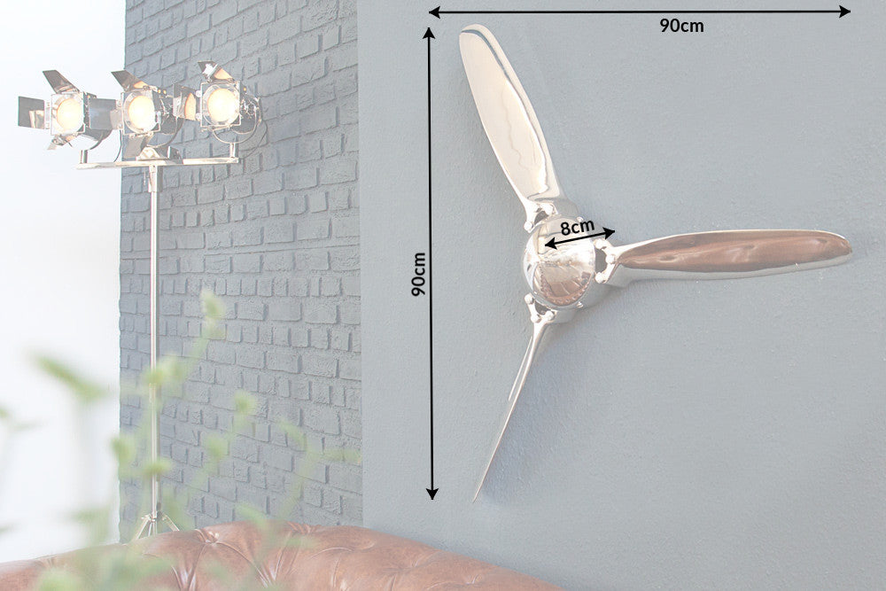 Wall decoration propeller SCREW 90cm aluminium silver