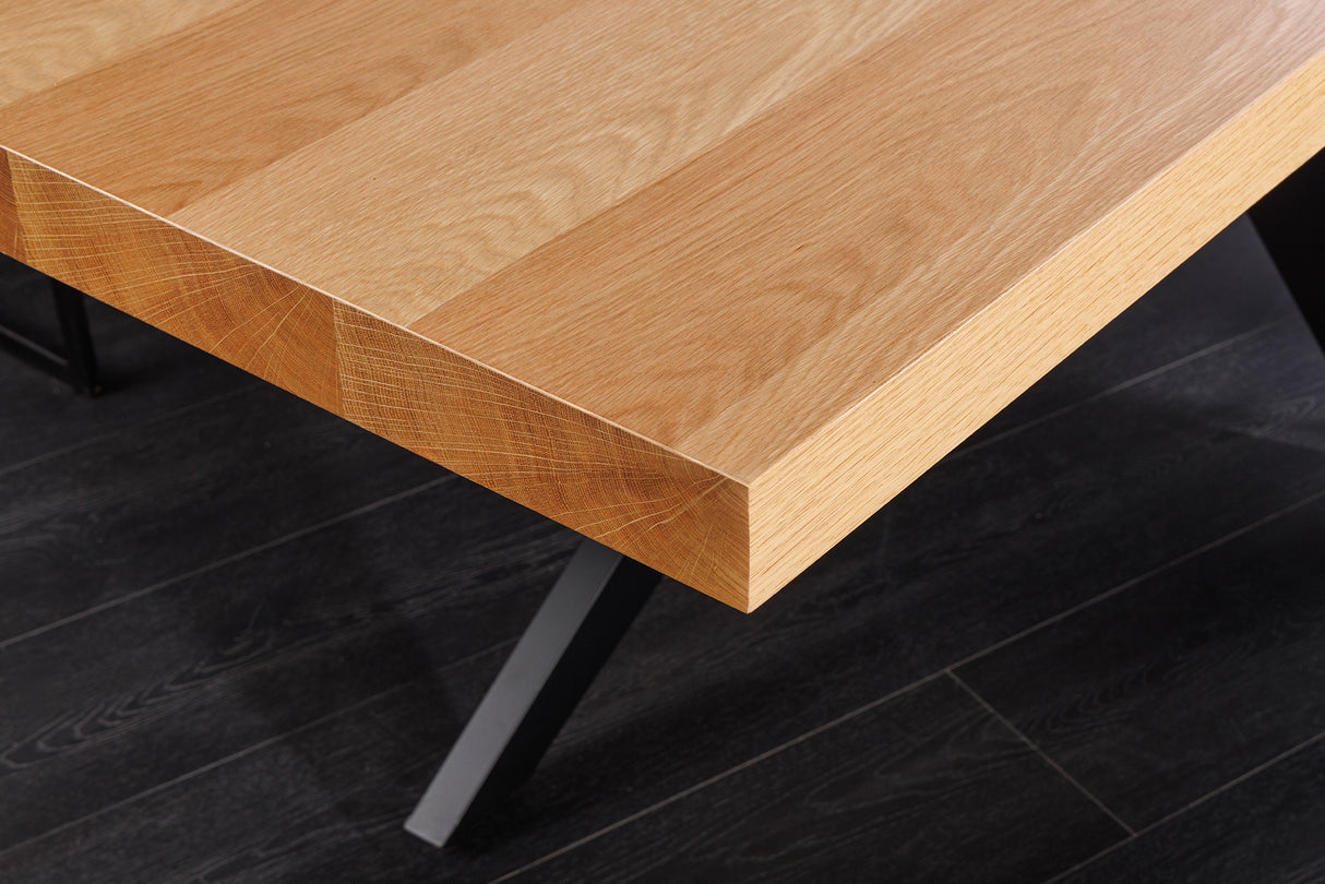 Dining table ZEUS 240cm natural oak wood look w/ black metal frame