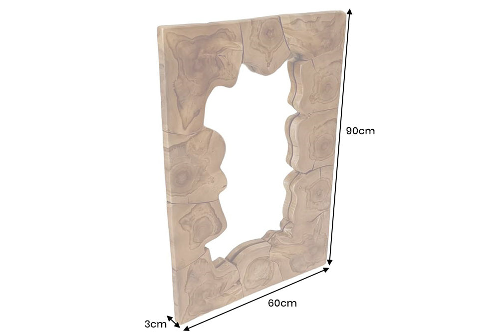Wandspiegel MOSAIK 90cm Teakholz natur braun handgefertigt