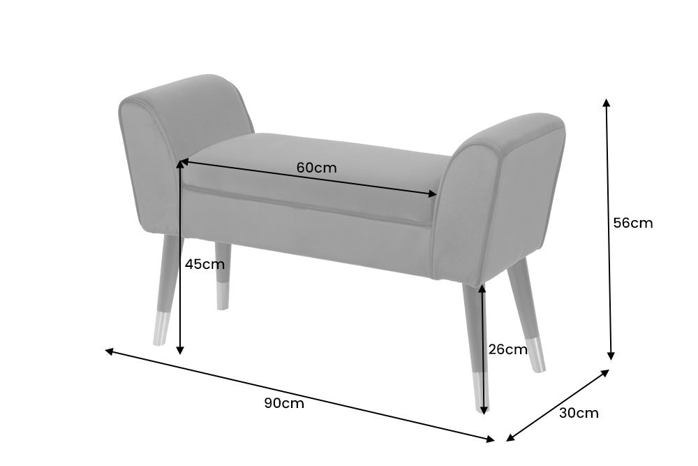 Bench SCARLETT 90cm velvet beige coffee
