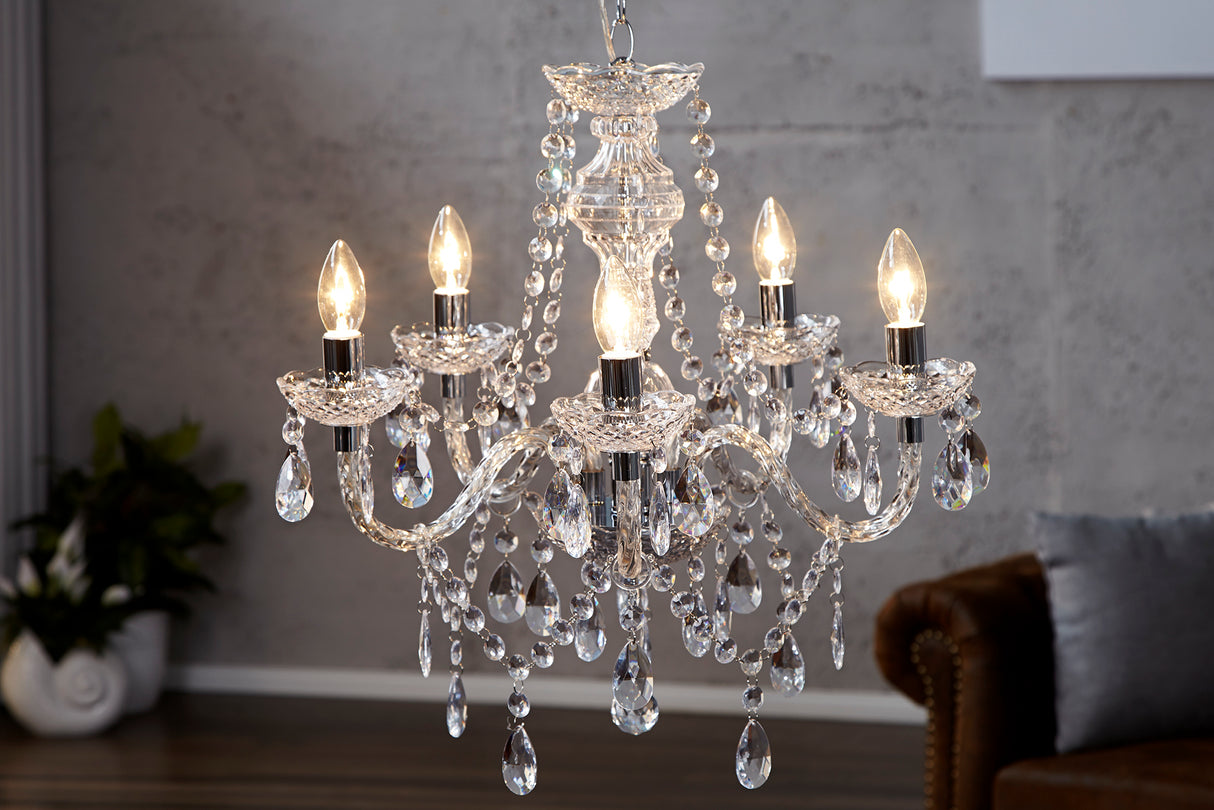 Chandelier DIAMONDS 5-armed clear acrylic