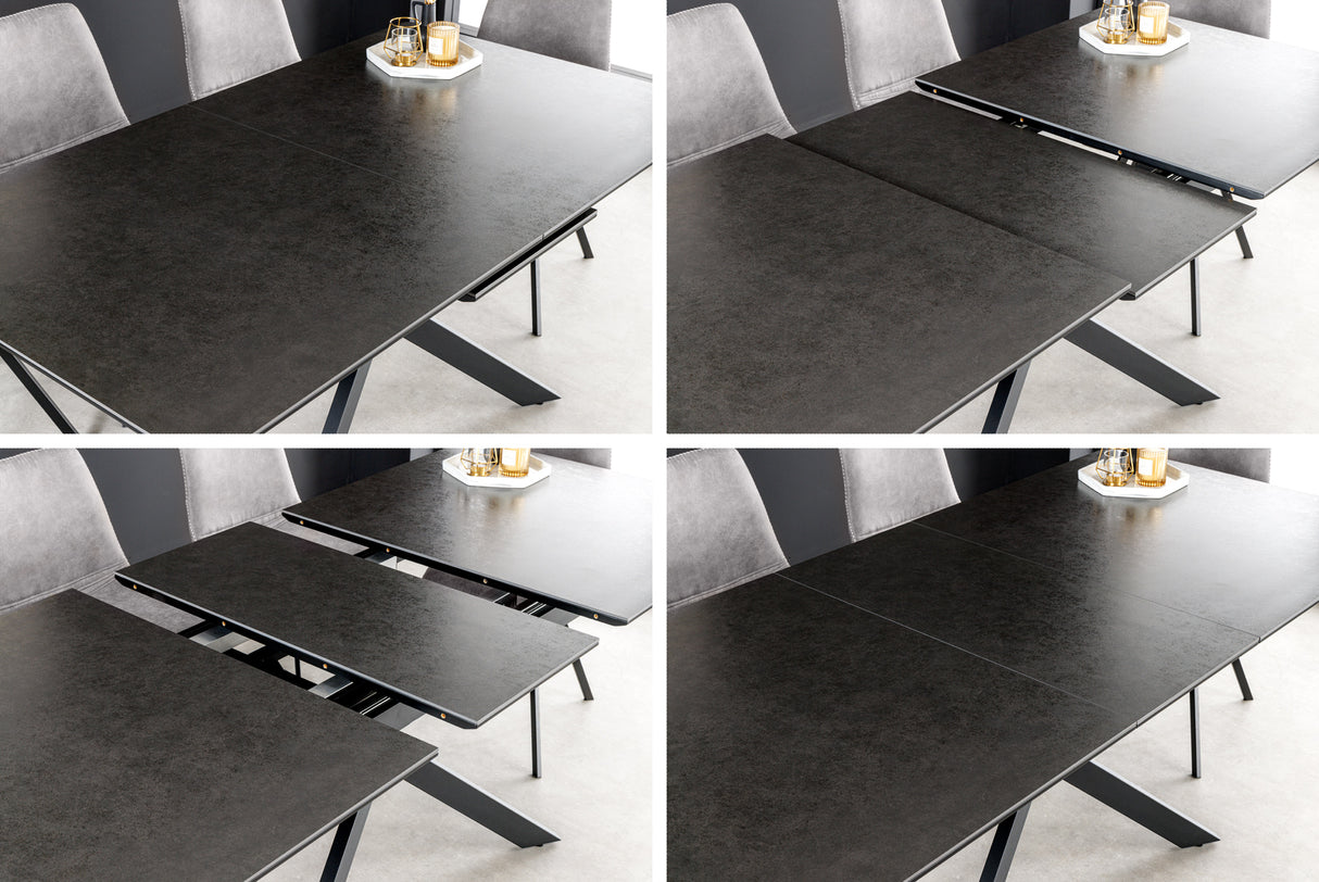 Dining table ALPINE 160-200cm ceramic marble look anthracite