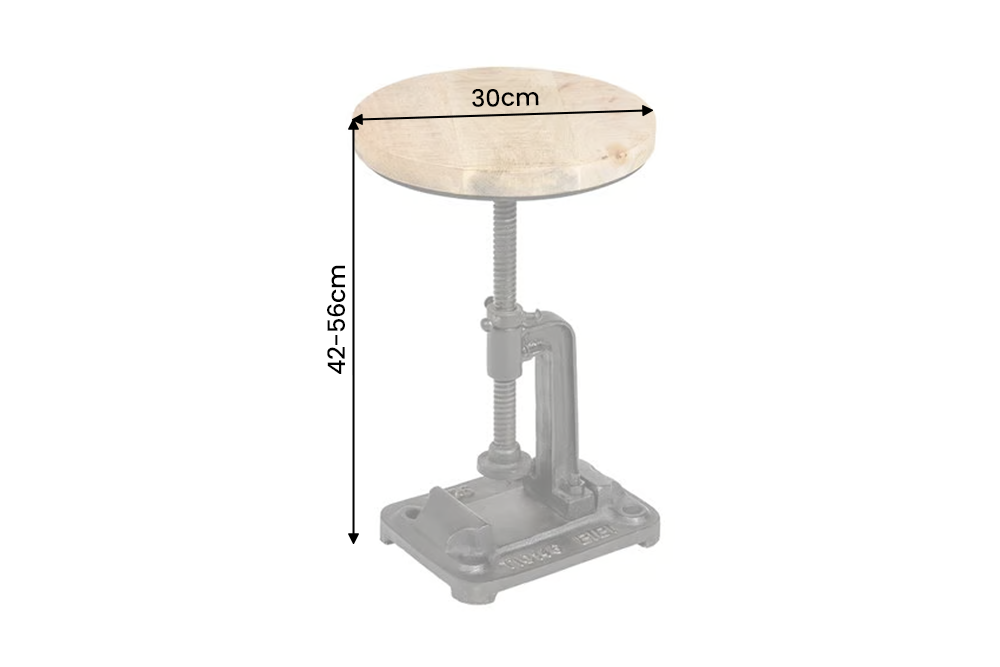 Beistelltisch ENGINEER 30cm höhenverstellbar Mangoholz natur mit schwarzem Gestell - Industrial Design