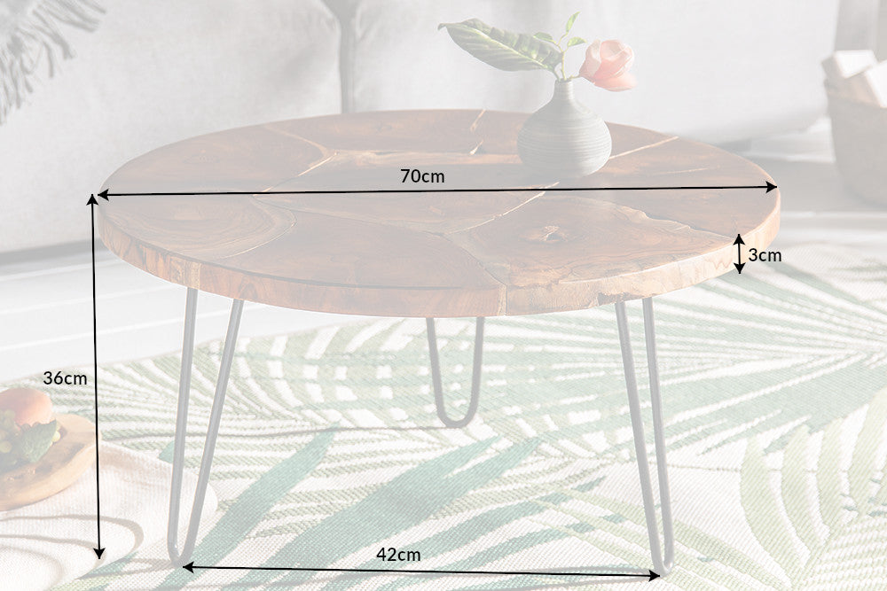 Couchtisch MOSAIC Ø 70cm rund Teakholz