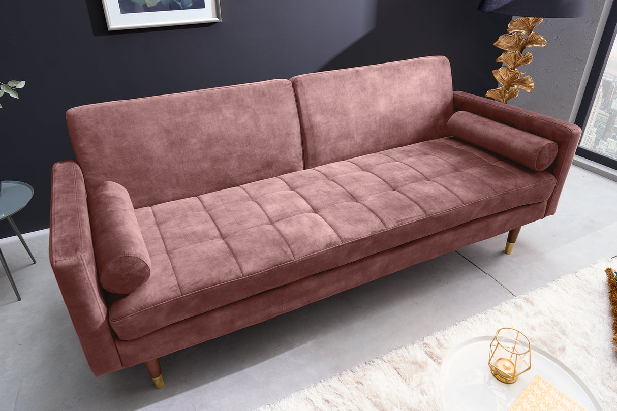 Sofa bed COUTURE 200cm micro velour dusky pink