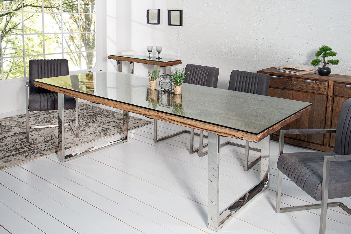 Dining table EUPHORIA BARRACUDA 240cm recycled massive 40mm teak wood w/o glass plate
