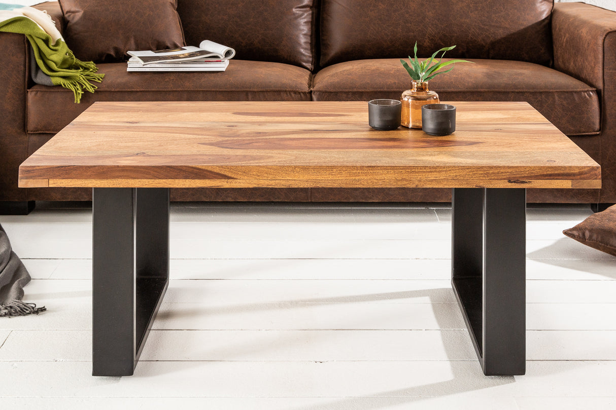 Coffee table IRON CRAFT 100cm U-legs sheesham wood