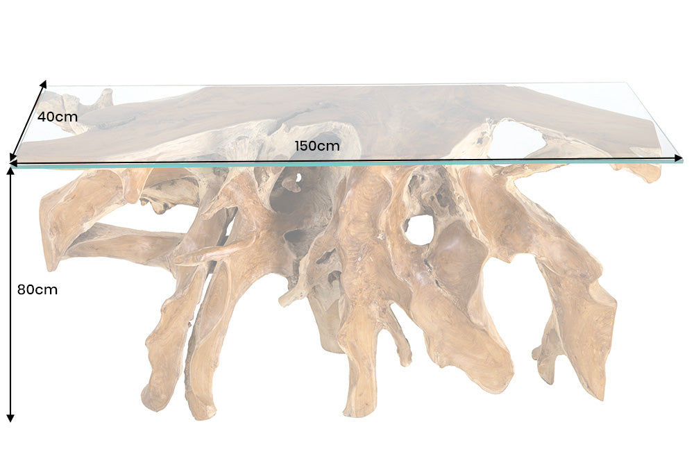 Console ROOT 150cm teak wood rack w/o glass plate