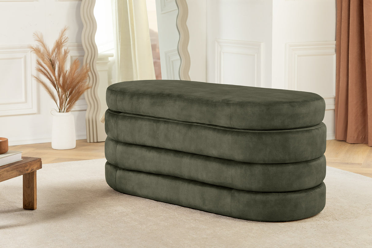 Bench chest VOQUE 115cm velvet green w/ storage space bench seat
